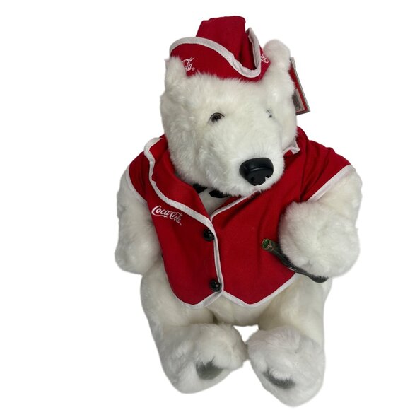 Coca-Cola Polar Bear Plush Red Jacket Hat Bottle Tags - Picture 10 of 13
